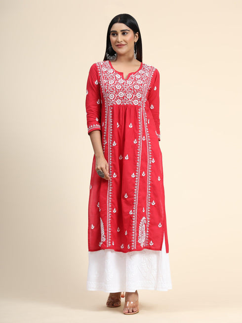 Hand Embroidery Chikankari Long Kurti for Women